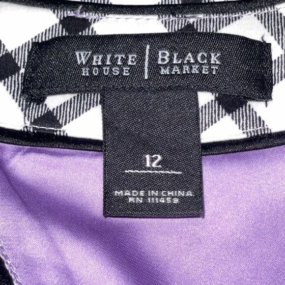 White House Black Market Modern Gingham Back Cutout Blouse Top Size 12 - Picture 10 of 11